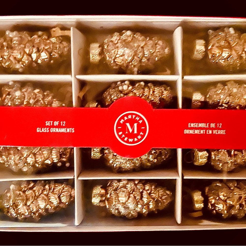Martha Stewart Gold Pinecone Ornament. 4 available